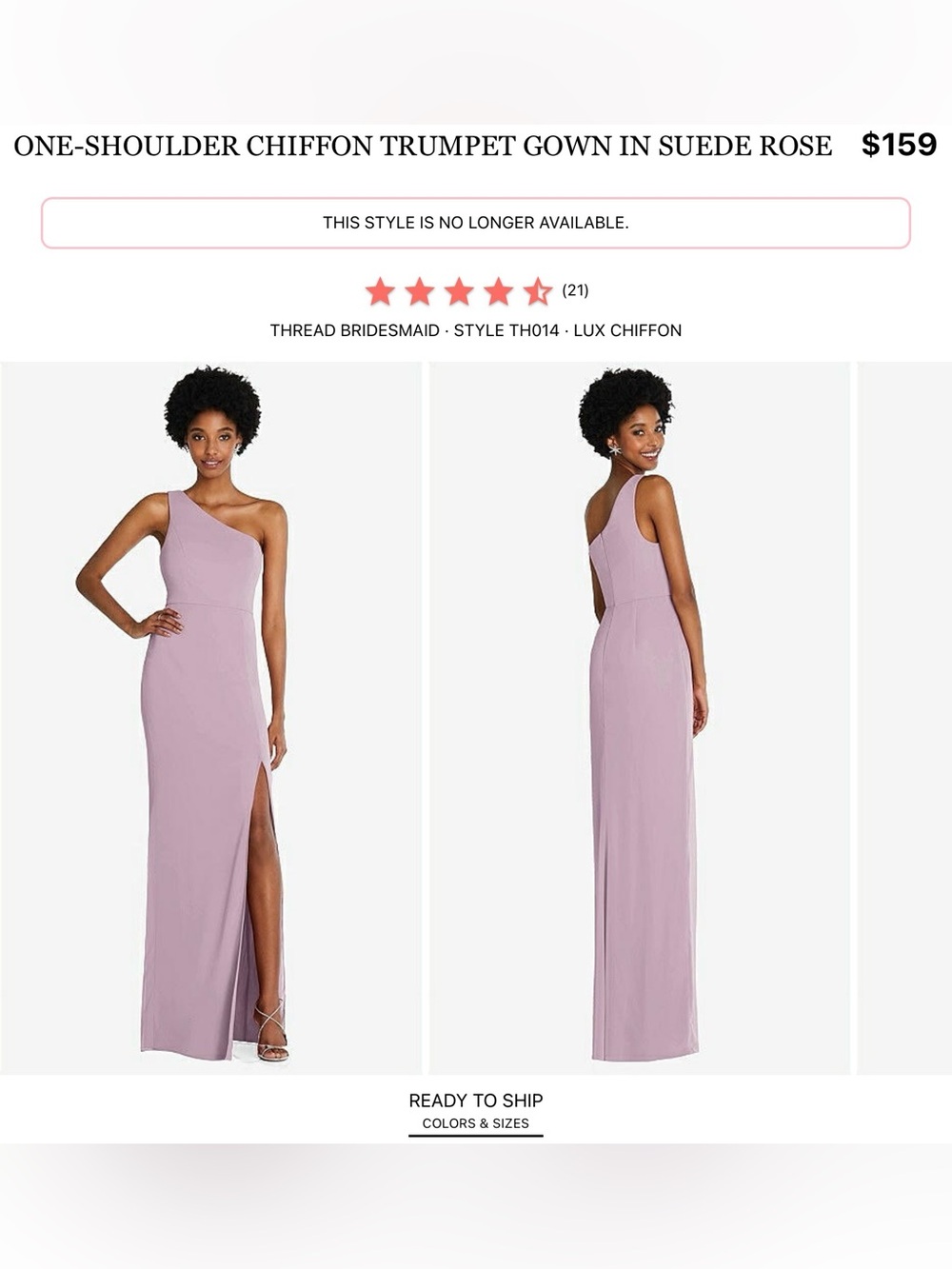 Thread One-Shoulder Evening Gown in Suede Rose